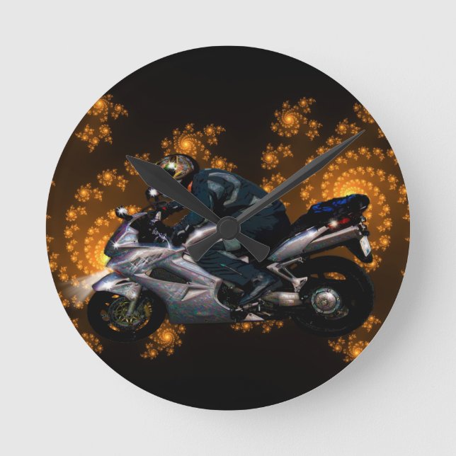 Live To Ride Motorbiker Round Clock (Front)
