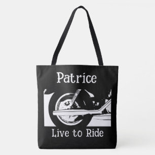 Live To Ride Motorcycle Wheel Tote Bag