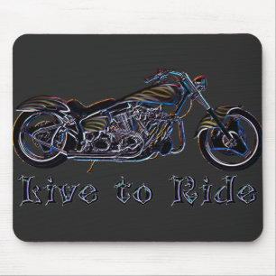 Live to Ride Neon Motorcycle Mousepad