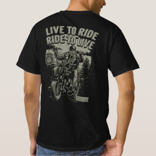 Live To Ride Ride To Live Bearded Biker Chopper T-Shirt