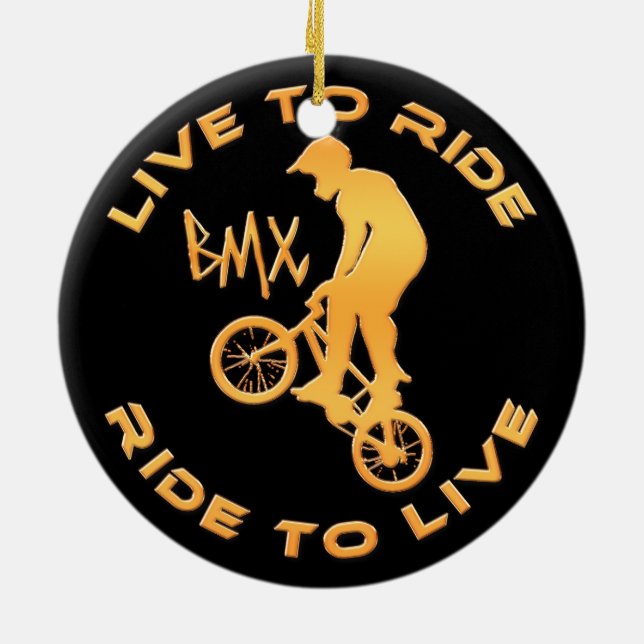 Live To Ride Ride To Live BMX Ceramic Tree Decoration (Back)