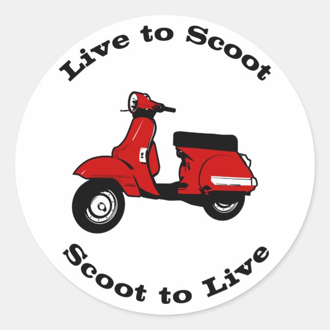 Live to Scoot Round Sticker (Front)