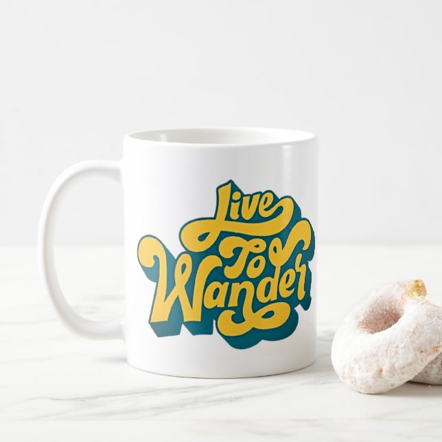 Live to Wander - Retro Typography Mug (With Donut)