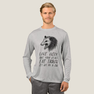 Live Ugly Fake Your Death Eat Trash Funny Opossum Tri-Blend Shirt
