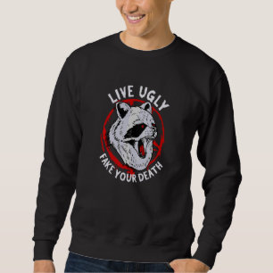 Live Ugly Fake Your Death L Satanic Occult Pentagr Sweatshirt