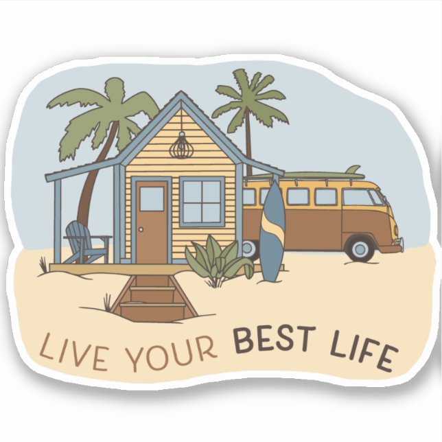 Live Your Best Life Beach Cabin Surfer (Front)