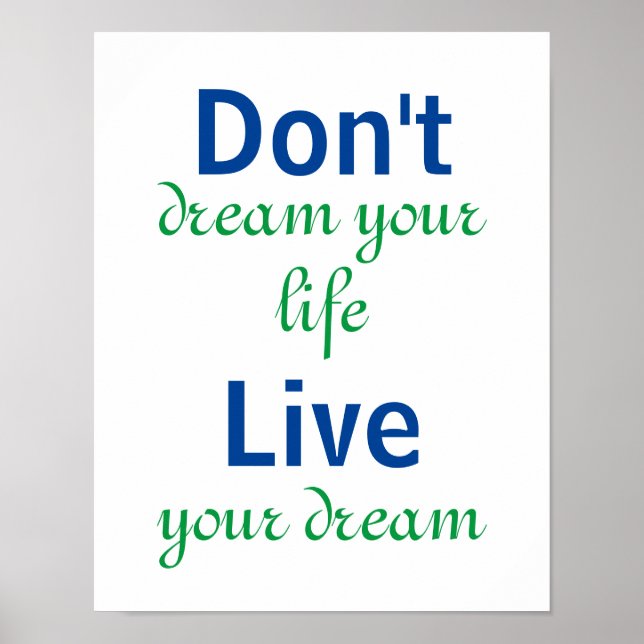 Live Your Dream Motivational Quote Poster (Front)