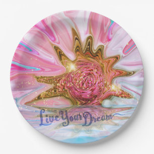 Live Your Dream - Rose Flower power Paper Plate