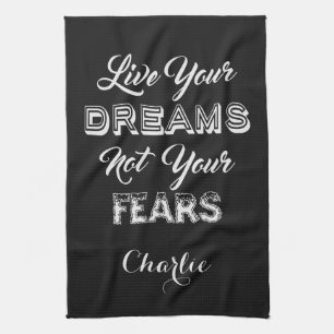 Live Your Dreams custom name & colour hand towel