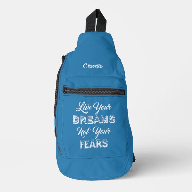 Live Your Dreams custom name & colour Sling Bag (Front)