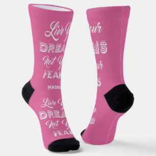 Live Your Dreams custom name & colour Socks