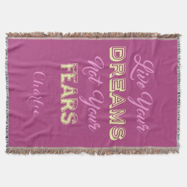 Live Your Dreams custom name & colour throw blanke Blanket (Front)