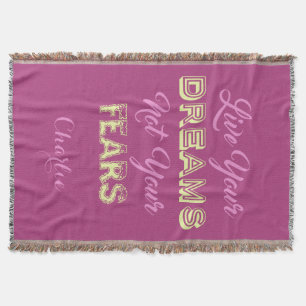 Live Your Dreams custom name & colour throw Blanket