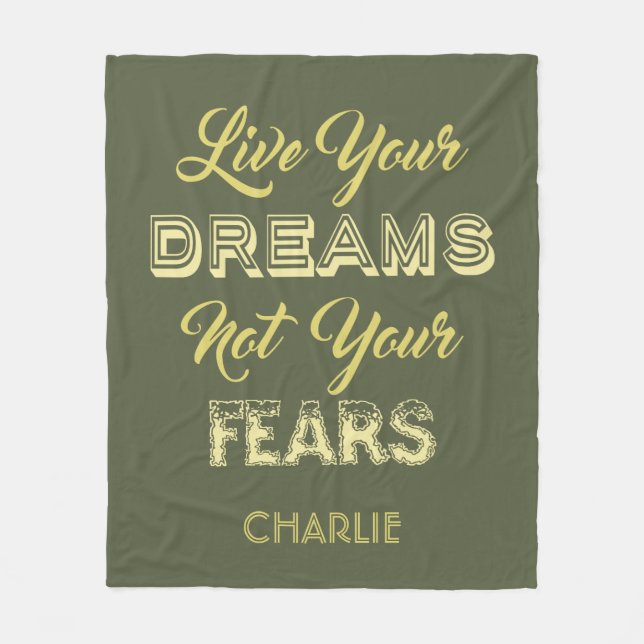 Live Your Dreams custom name fleece blanket (Front)
