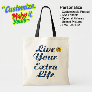 Live Your Extra Life Natural & Black Budget Tote Bag