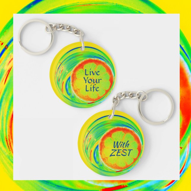 Live Your Life with Zest Psychedelic Citrus Key Ring (Creator Uploaded)