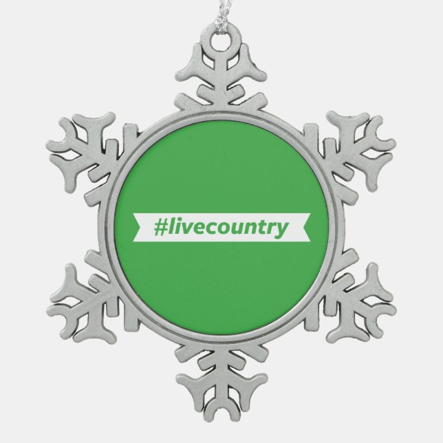 #LiveCountry Snowflake Pewter Christmas Ornament (Front)