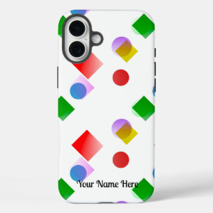 Lively and Colourful Circles and Squares iPhone 16 Plus Case