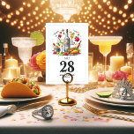 Lively and Fun Tacos and Tequila Fiesta Wedding Table Number<br><div class="desc">Bring your Mexican fiesta-themed wedding to life with these fun and festive table cards. Featuring a colourful tacos and tequila design, these cards perfectly complement a lively Cinco de Mayo or margarita party-inspired celebration. Whether you're embracing a casual or vibrant theme, these cards will guide guests to their seats while...</div>