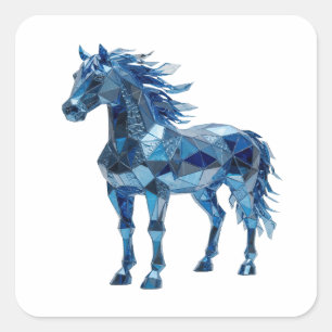Lively Blue BLUE GEOMETRIC HORSE Sticker Graphic