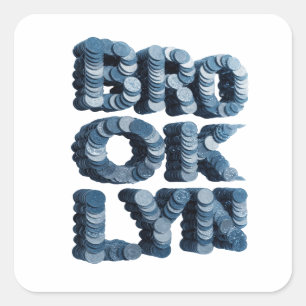Lively Blue BROOKLYN Vinyl Style Square Sticker