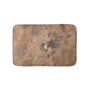Lively Brown Sparrow Birds Nature Photography Bath Mat