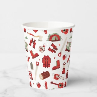Lively Camping Icons in Festive Adventure Theme Paper Cups