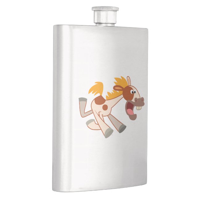 Lively Cartoon Pinto Horse Classic Flask (Right)