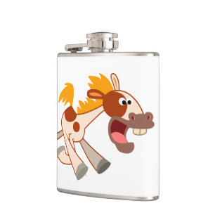 Lively Cartoon Pinto Horse Hip Flask