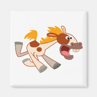 Lively Cartoon Pinto Horse Magnet