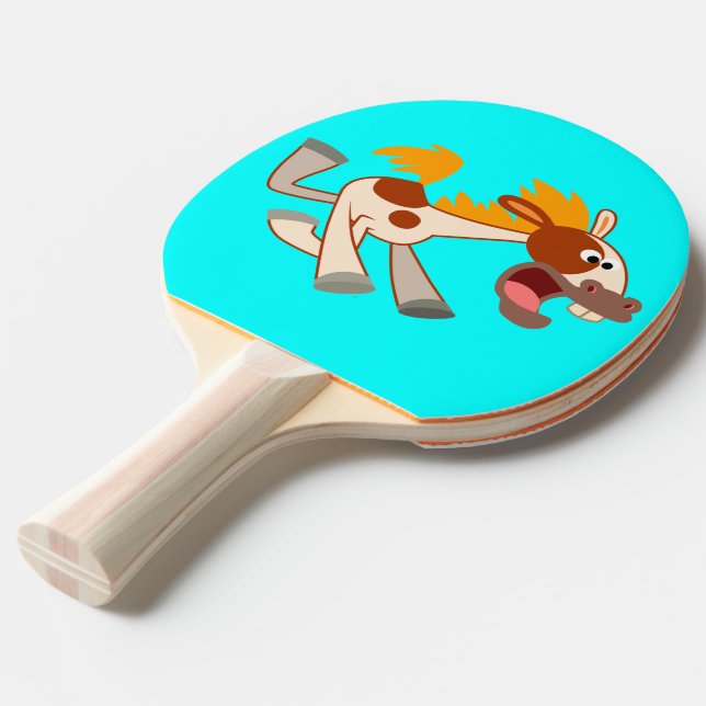 Lively Cartoon Pinto Horse Ping Pong Paddle (Front Angle)