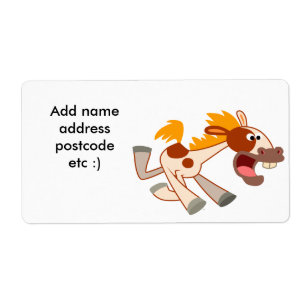 Lively Cartoon Pinto Horse Shipping Label