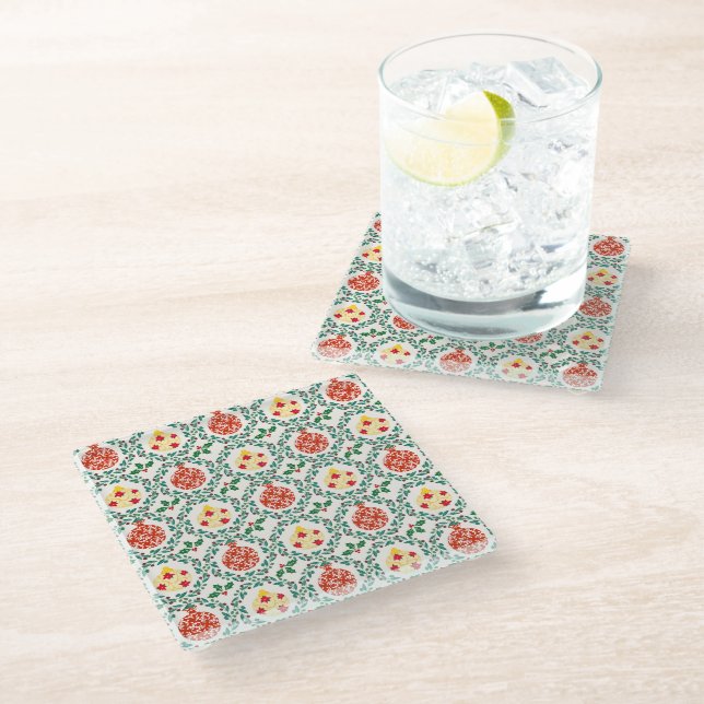Lively Christmas Floral Coaster (Angled)