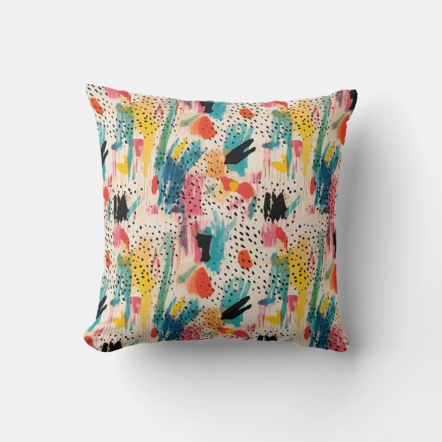 Lively Colours Abstract Pattern Cushion (Front)