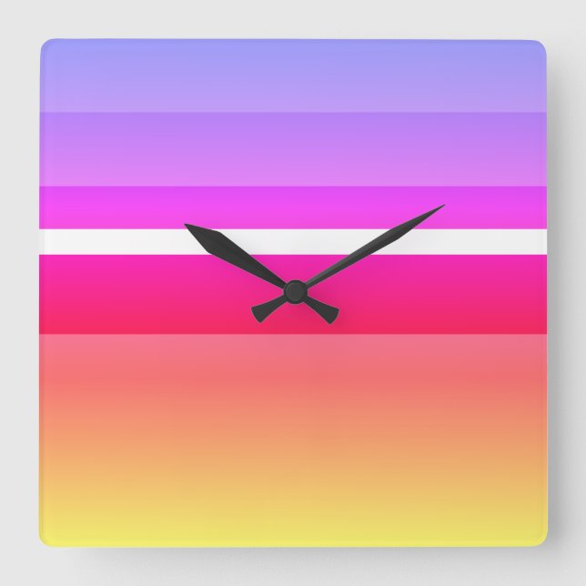Lively Colours Familiar Horizontal Rectangles Square Wall Clock (Front)