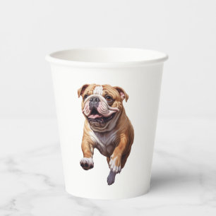 Lively English Bulldog Playfulness - Cute Dog Illu Paper Cups