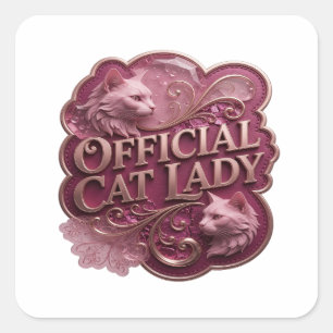 Lively Gold OFFICIAL CAT LADY Decal Art Square Sticker