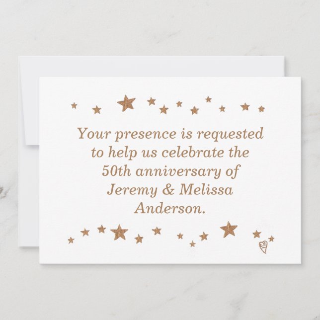 Lively Gold Stars 50th Anniversary Invitations (Front)