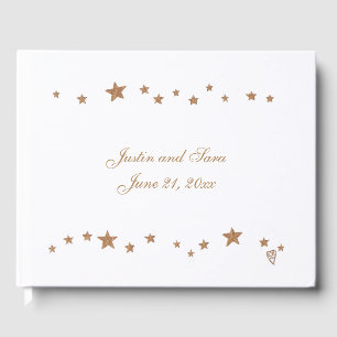 Lively Gold Stars Border Personalised Guest Book