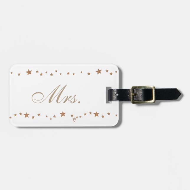 Lively Gold Stars Mrs Luggage Tags (Front Horizontal)