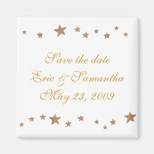 Lively Gold stars, Save the date wedding magnets