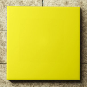 Lively Lemon Yellow #fff700 Accent Style Tile