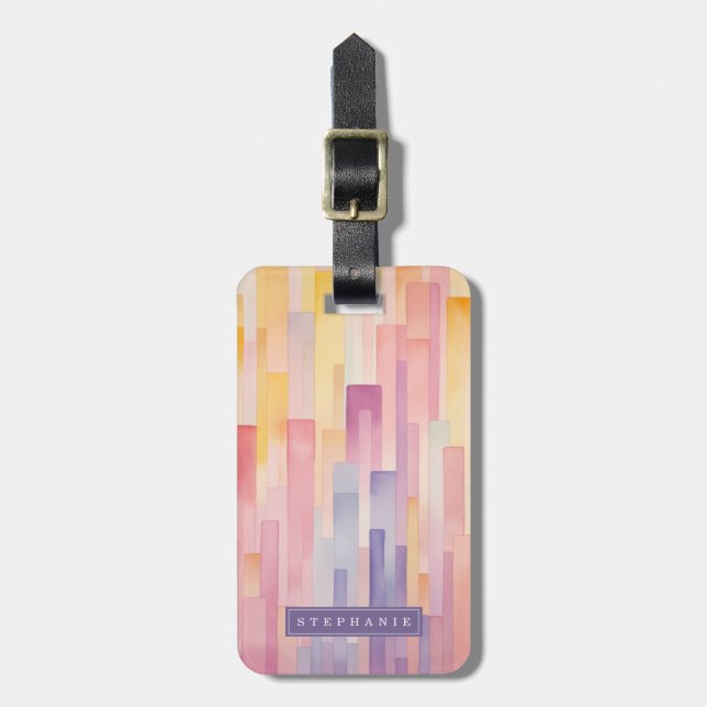 Lively Lines Background Luggage Tag (Front Vertical)