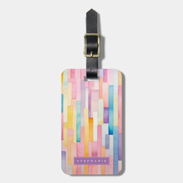 Lively Lines Background Luggage Tag (Front Vertical)