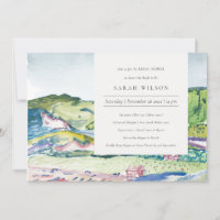 Lively Mountain Scape Blush Bridal Shower Invite