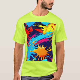 Lively Neon Paint in Fluid Expression T-Shirt