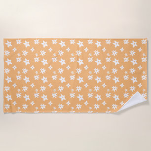 Lively Orange Line Drawing Floral Graphic Beach Towel