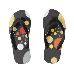 Lively Orange Scattered Random Sizes Circles Kid's Jandals