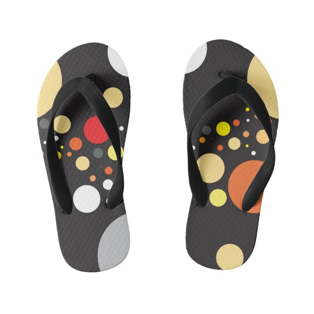 Lively Orange Scattered Random Sizes Circles Kid's Jandals (Footbed)