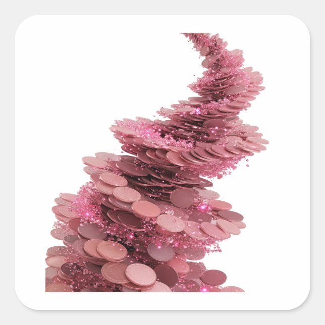 Lively Pink Abstract Square Sticker (Front)